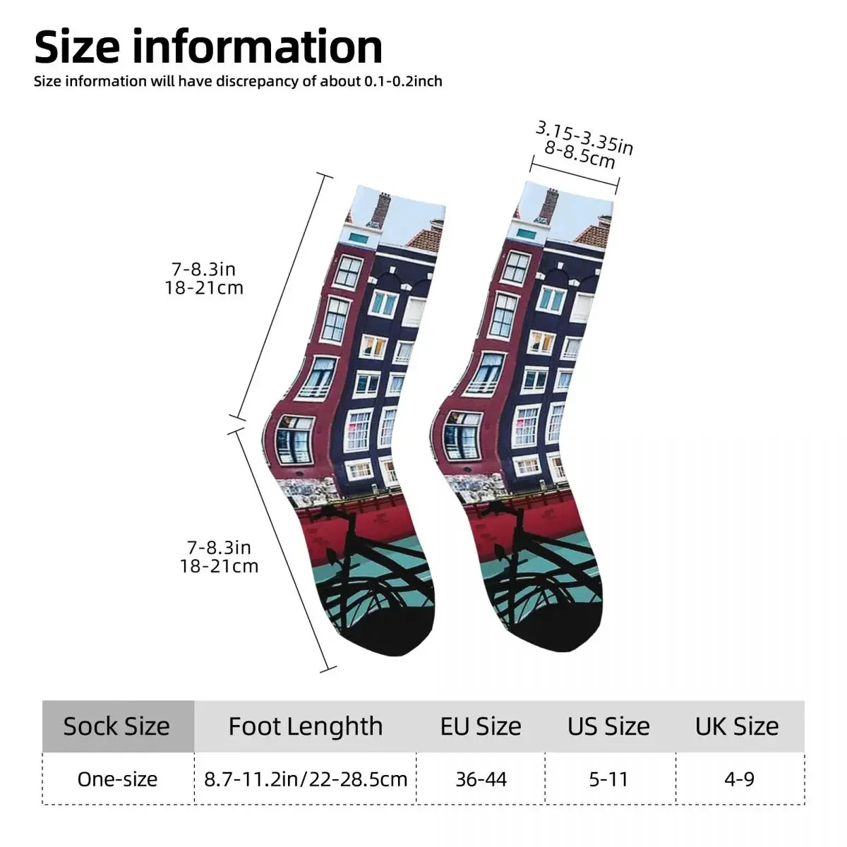 Bicycle Riding In Amsterdam Holland Print Socks High Quality Stockings All Season Long Socks for Man's Woman's Christmas Gifts