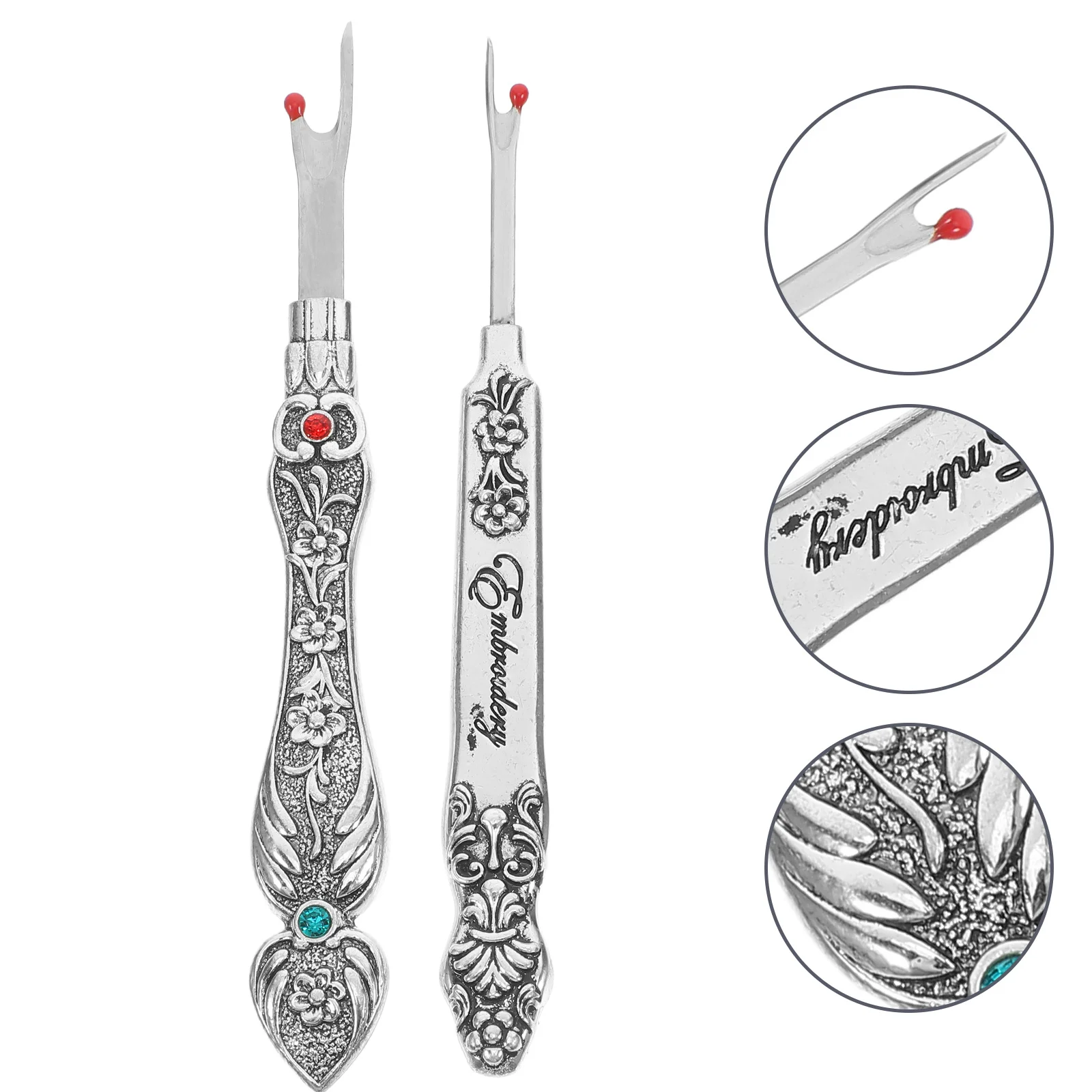 

2Pcs Vintage Seam Ripper Hand Sewing Tool Durable Zinc Alloy Heavy Duty Embroidery Thread Removal Tool Portable Sewing