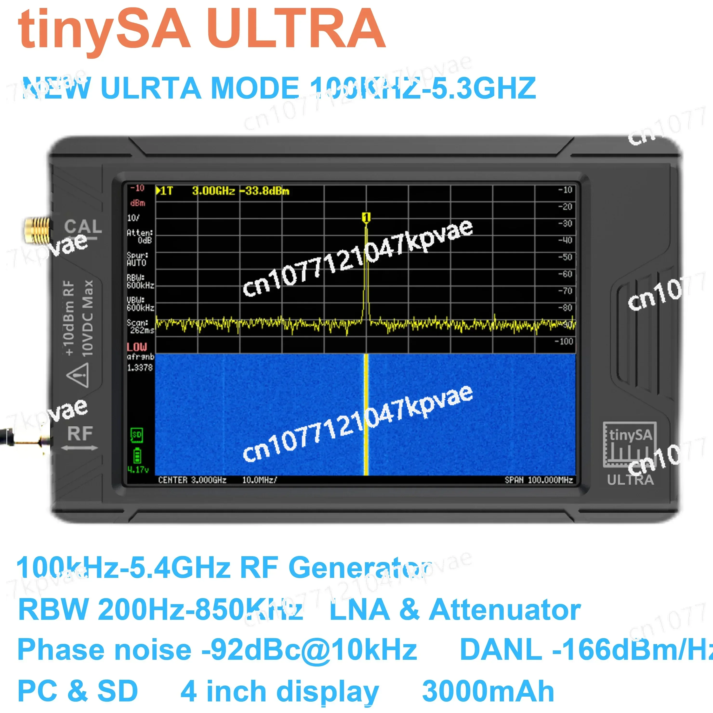 

Новый ручной миниатюрный анализатор спектра TinySA ULTRA 100k-5,3 ГГц с батареей + 4-дюймовый TFT дисплей + подарочная коробка