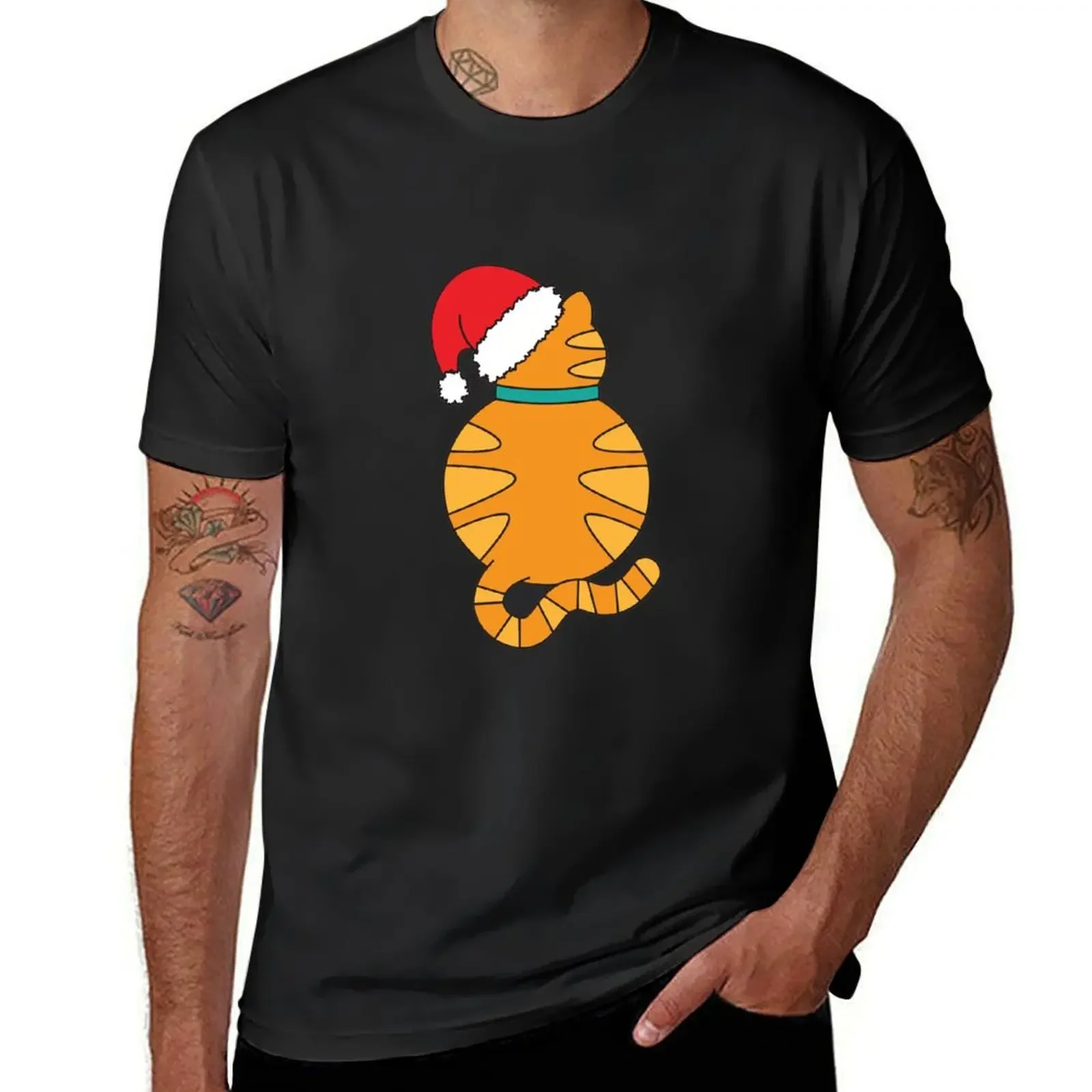 Ginger Cat Christmas Jumper, Xmas Tabby Xmas Novelty Xm T-Shirt shirts graphic tee anime clothes men graphic t shirts