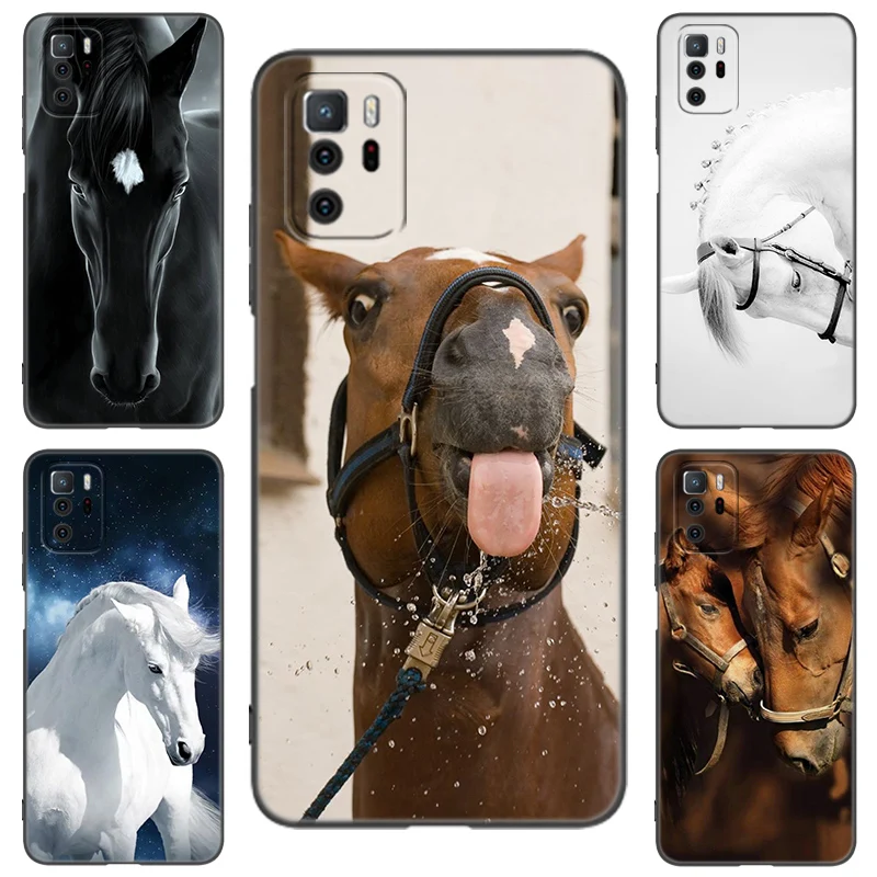 Horse Animal Black Silicone Phone Case For Xiaomi Redmi Note 9 10 11 12 13 Pro Plus 11S 4G 11T 5G 9S 10S 12S