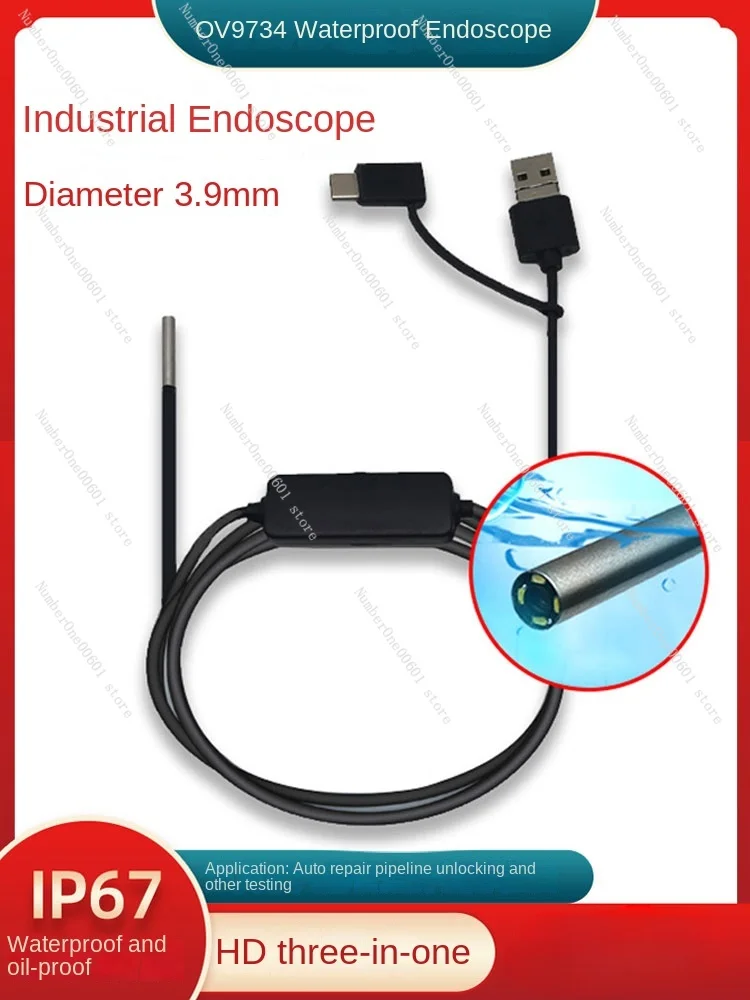 

3.9mm Diameter High-definition Endoscope Camera OV9734, Waterproof Probe for Industrial Sewer Pipes in Automotive Maintenance