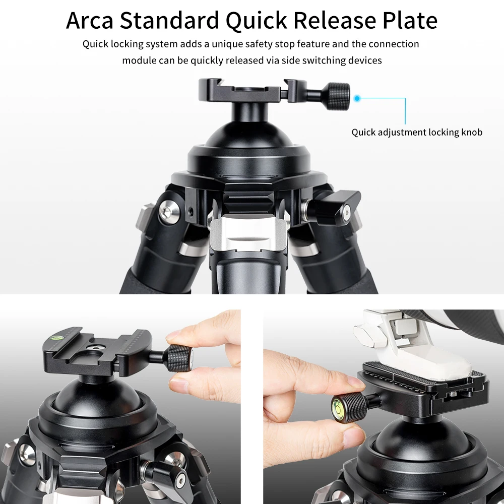 Tripé de fibra de carbono INNOREL P324C/P364C/P404C com montagem em cauda de andorinha Arca Swiss e 360 ° Esfera embutida para tiro e atividades ao ar livre