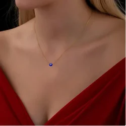 Fashion Lady Party Golden Blue Eye Shaped Oval Necklace Pendant Eyes Necklace Evil Eye Choker Necklace