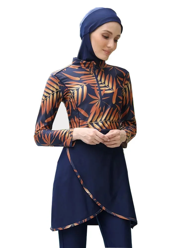 3 pz/set Burkini Donna Musulmana Costumi Da Bagno Modesti Donne Hijab Costume Da Bagno Abbigliamento Islamico Vestito di Nuoto per Le Donne Nuovo