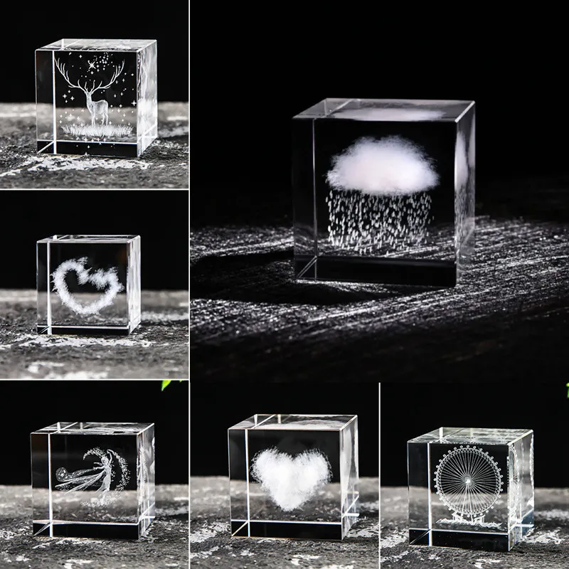 Bored Look at the Rain Clouds Raindrop Cloud Crystal Ornaments Heart Shape Moon Star Home Office Decor Birthday Valentine's Day