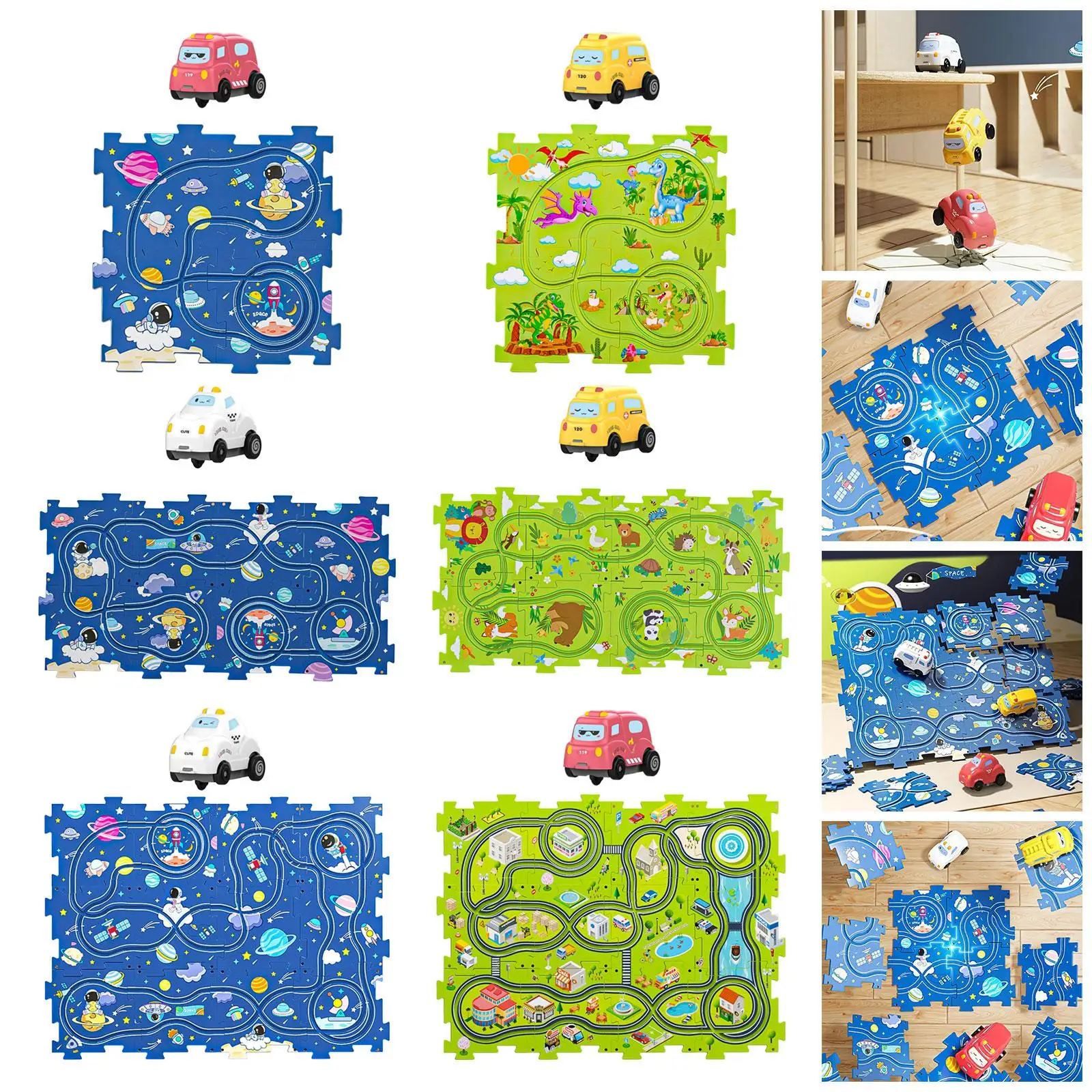Car Race Track Puzzle Building Set for Toddlers Age 3 Plus Educational Montessori Toy for Boys Girls Gift