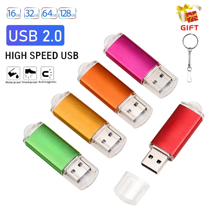 

JASTER High Speed Pen Drive 128GB 64GB Key Chain USB Flash Drive 32GB Colorful Memory Stick Creative Gift 16GB Plastic U Disk