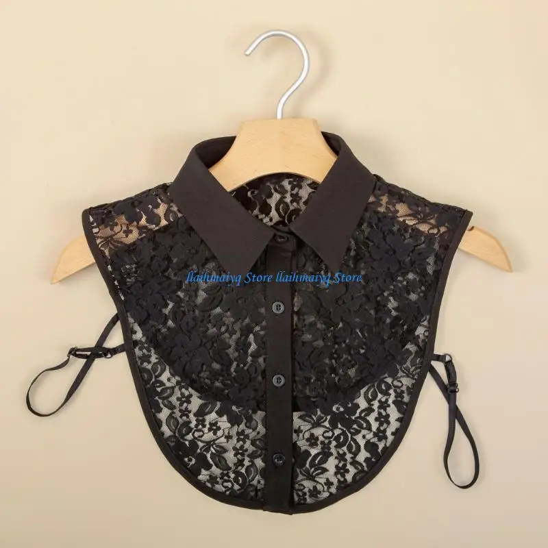 573B Elegant White Lace Detachable Collar Half Shirt For Women Fashion Apparel