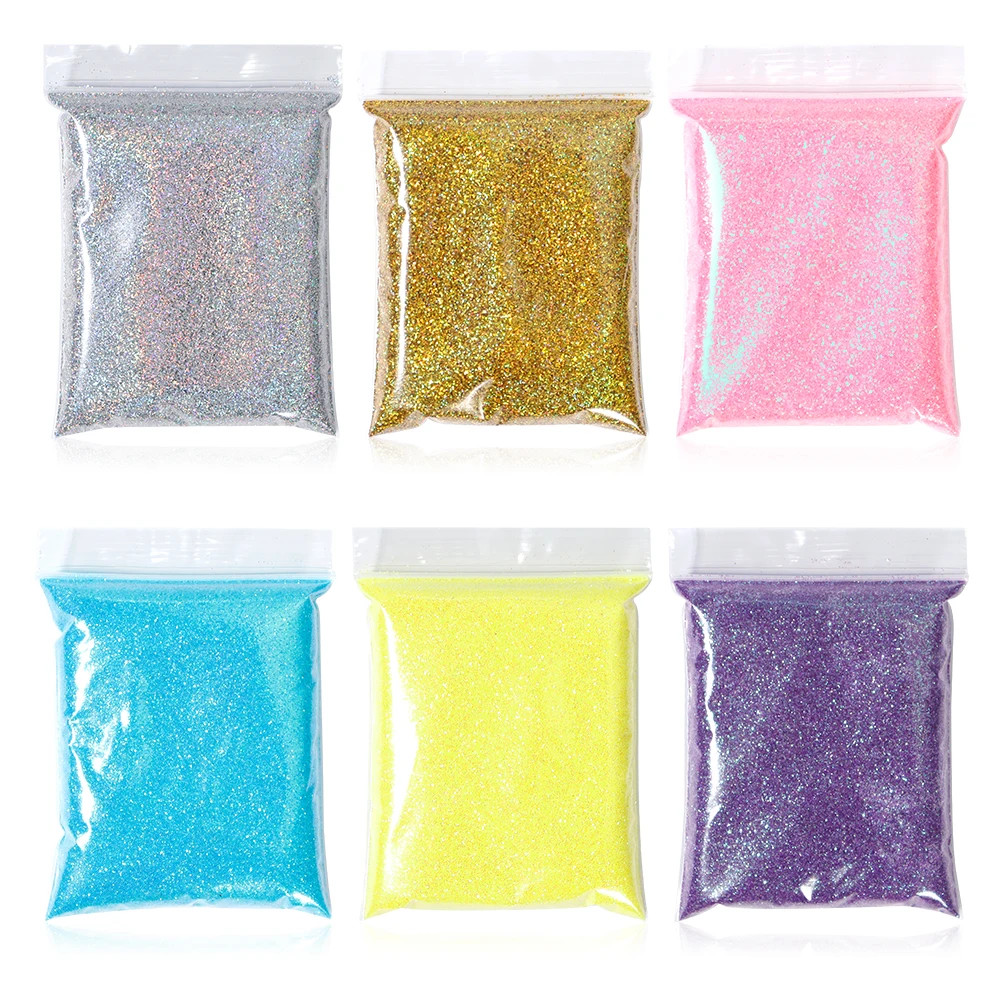 50g/bag Iridescent Nail Glitter Powder Holographic Ultra Fine Gold Silver Glitter Super Shining Paillette Pigment Dust For Nails