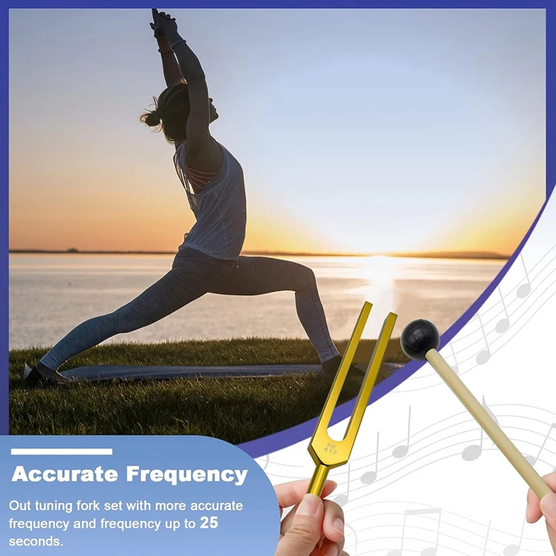 RE 417 HZ Tuning Fork Set, Sound Therapy, Gold Keep Body,Mind And Spirit In Perfect Harmony