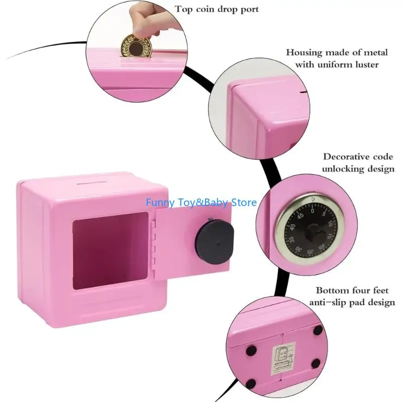 Box in contanti bloccaggio in metallo con 2 Access Coin Hole Money Institution for Kids Financial Education Toy Gift C90B