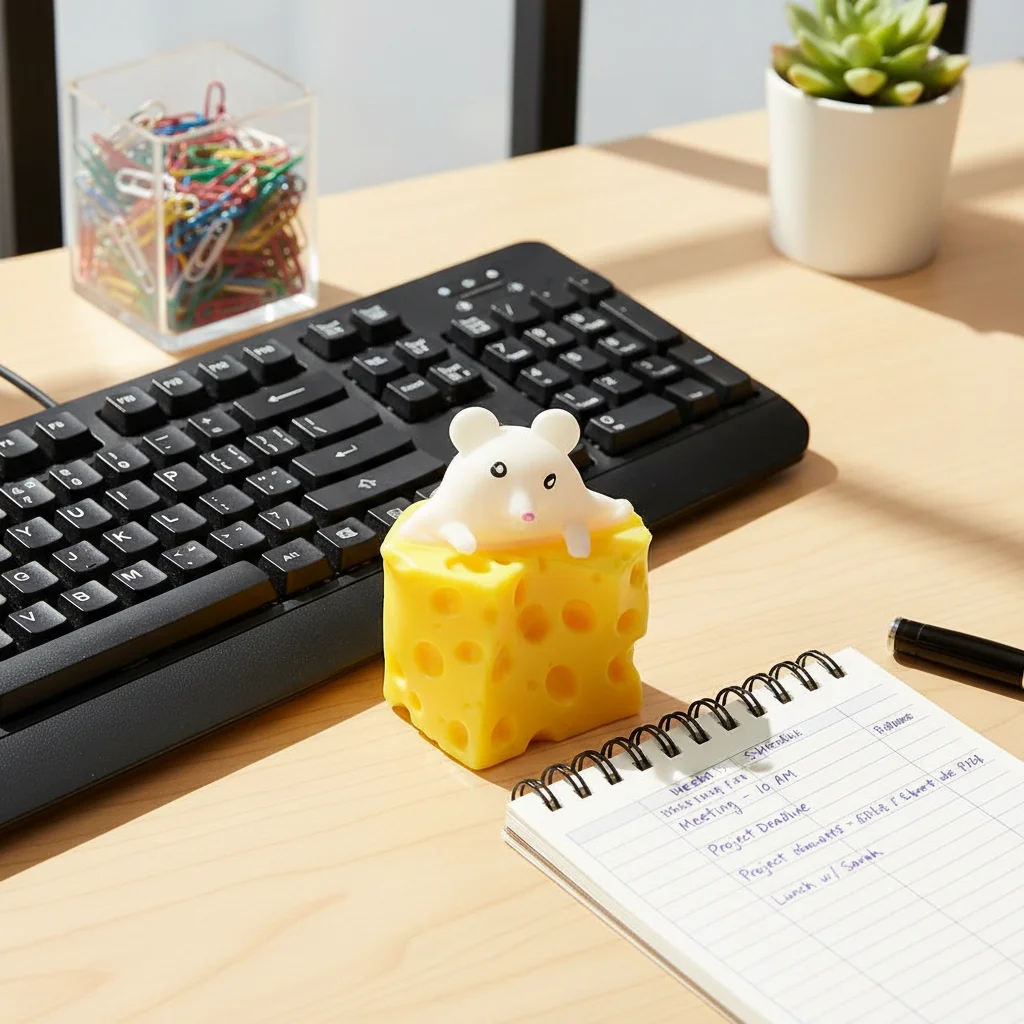 Kreatives Maus-in-Käse-Quetschspielzeug aus weichem Silikon, Stressabbau-Fidget-Spielzeug, lustiges, langsam aufsteigendes Squishy-Spielzeug für Kinder und Erwachsene, Geschenk