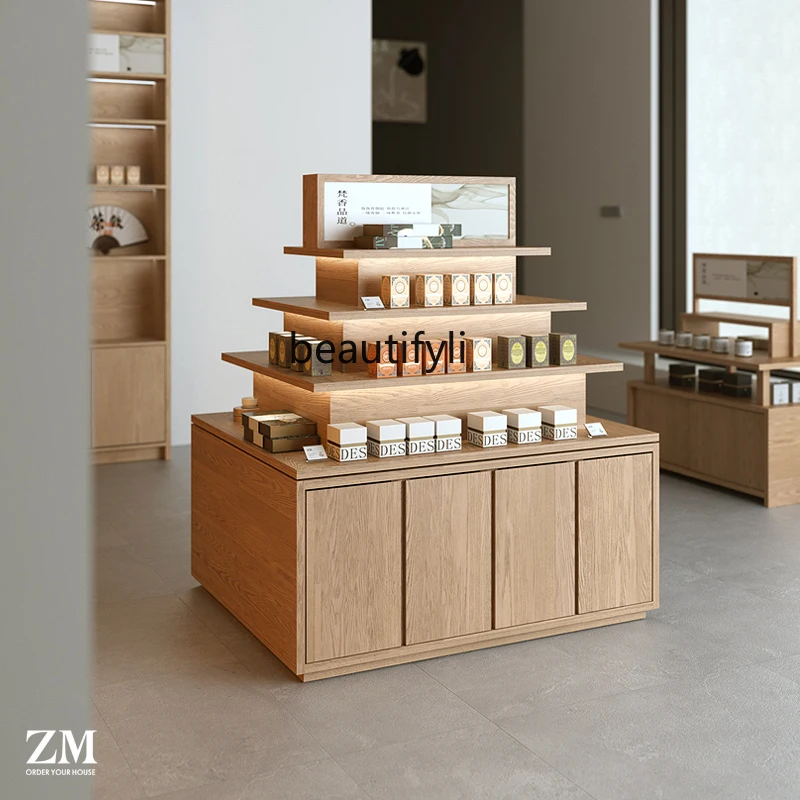 

Nakajima Counter Multi-layer Tea Shop Gift Display Cabinet Chinese Shelf Commodity Display Rack