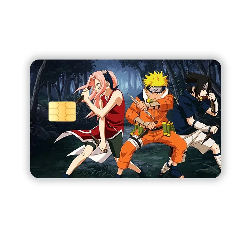 Pegatinas de piel de tarjeta de crédito de dibujos animados de Naruto, pegatina impermeable, decoración, película protectora de tarjeta de carga bancaria de débito