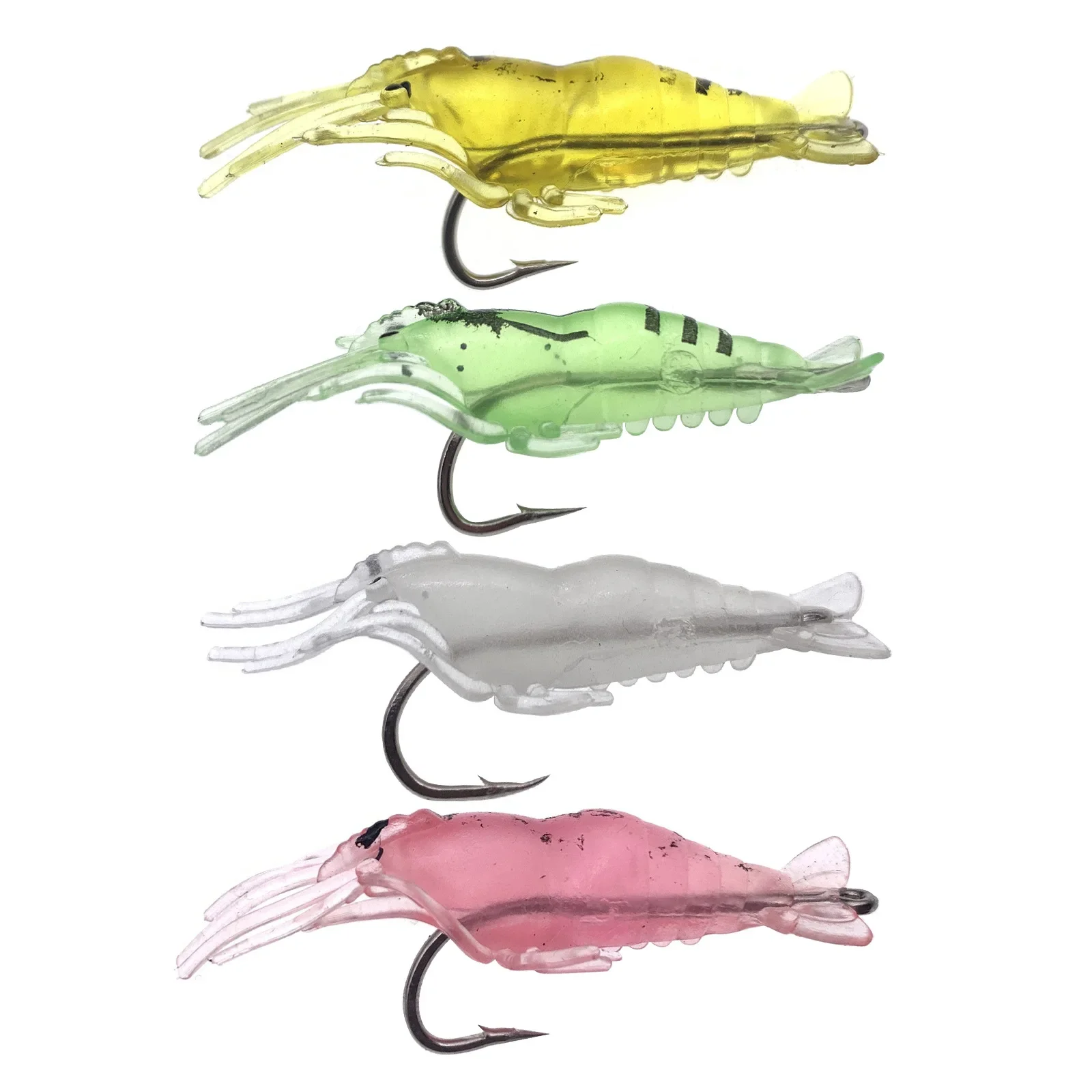 1PCS/10PCS Soft lightweight Silicone Shrimp Fishing Lure 4cm Small Freshwater Fishing Glow Shrimp Bait with Hook Carp Fake Lures