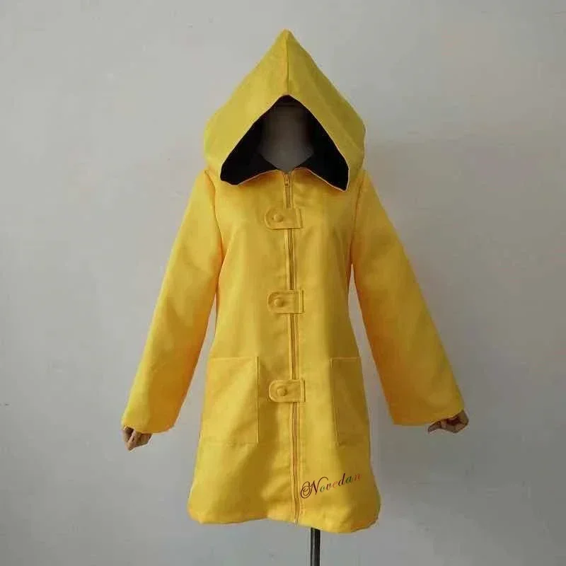 Disfraz de Little Nightmares 2 Mono Six para niños hambrientos, Chaqueta larga amarilla, abrigo, traje de Halloween, impermeable