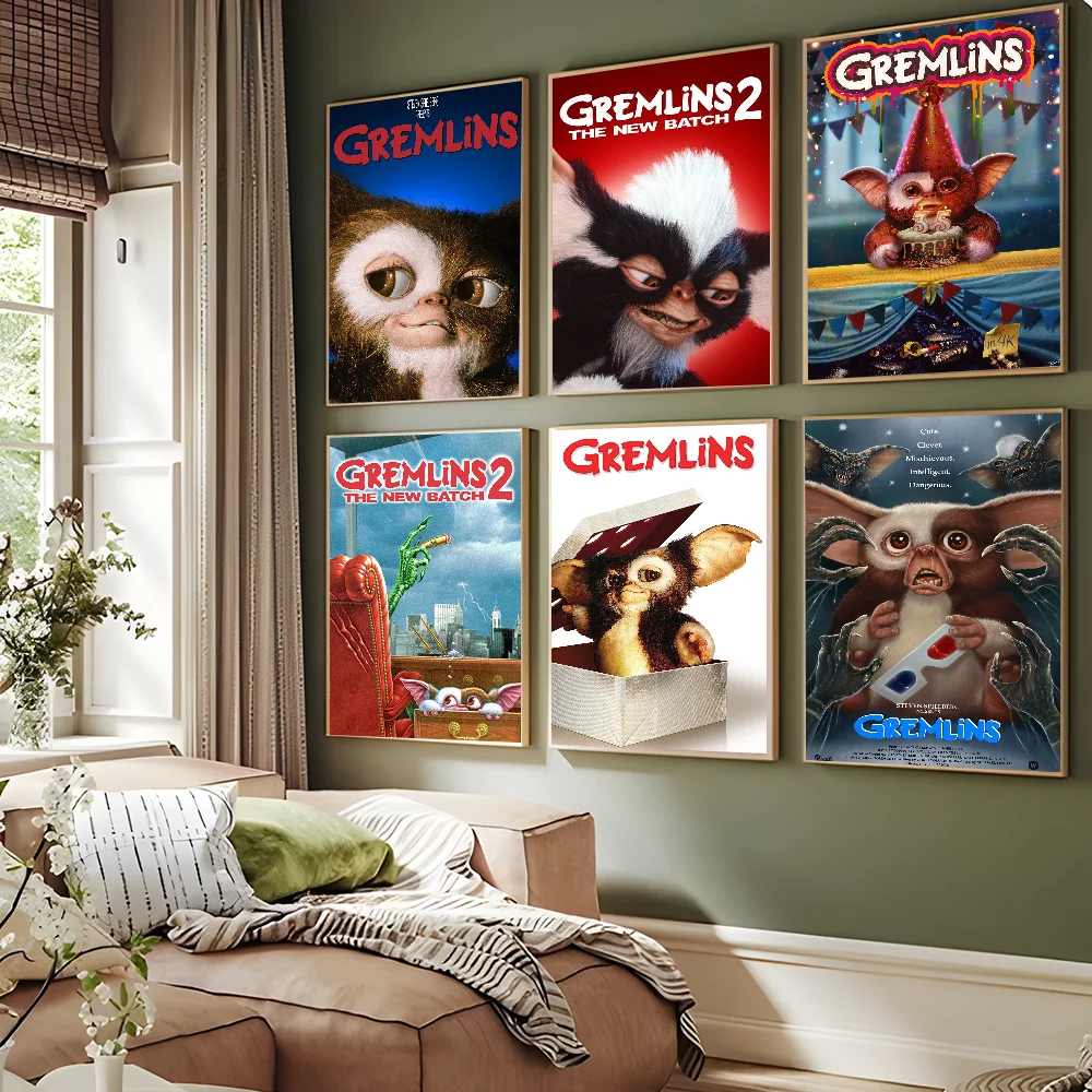 Gremlins Movie Self-adhesive Art Poster Retro Kraft Paper Sticker DIY Room Bar Cafe Stickers Wall Painting