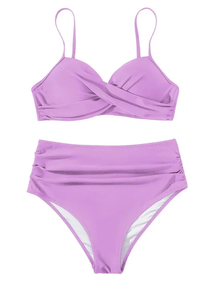 UETEEY 2025 Nuovo Costume da bagno estivo Bikini Set Sexy Bikini a pieghe con stampa leopardata Set da 2 pezzi Costume da bagno diviso da donna Bikini da spiaggia