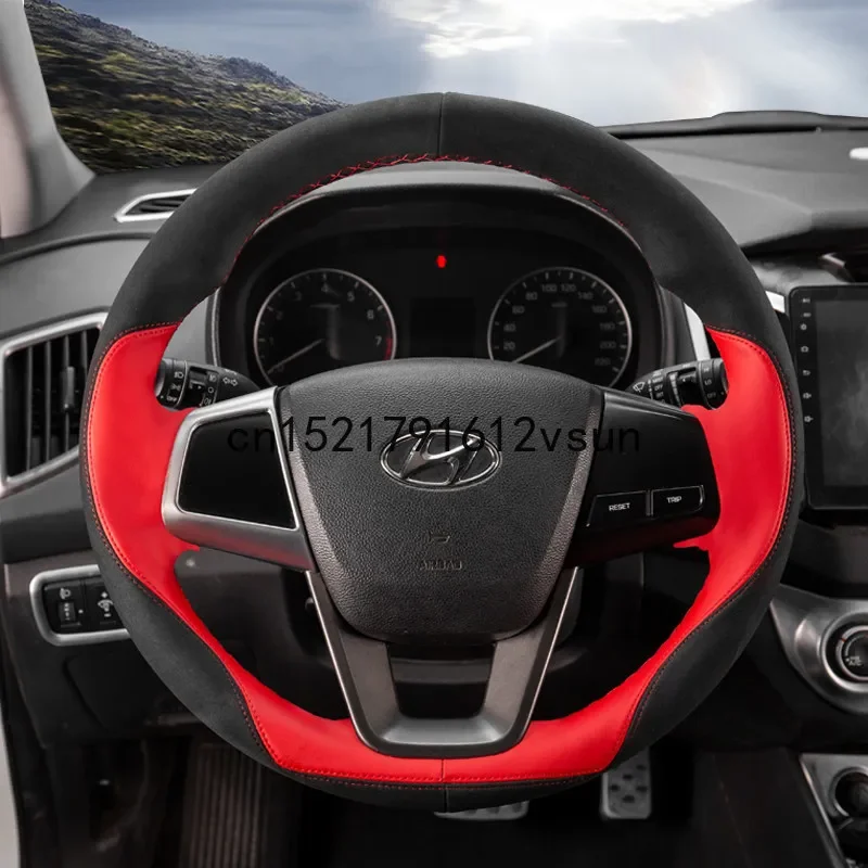 

DIY Sew Customized Steering Wheel Cover For Hyundai MISTRA Sonata 9th Verna Tucson IX35 IX25 Car Accessories