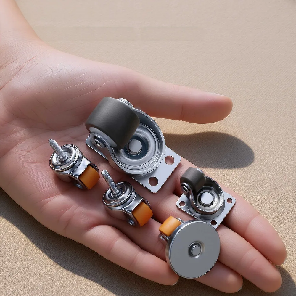 0.8 Inch Mini Rubber Swivel Caster Wheels Silent Universal Rotating Casters Multi‑Installation Style Small Wheel