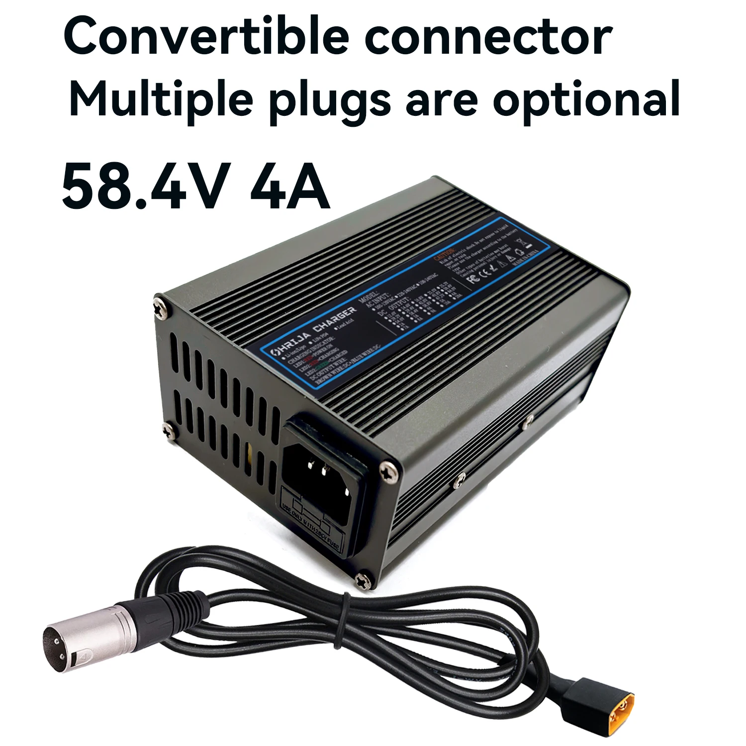 

OHRIJA 58.4V 4A charger quick aluminum shell suitable for16S 51.2V LiFePO4 Battery Charger detachable connector plug is optional
