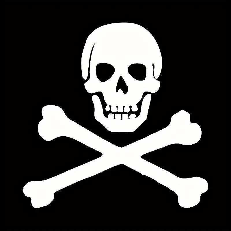 

1 шт. наклейка с рисунком черепа и скрещенных костей (белая) - водонепроницаемая виниловая наклейка для декоративного окна автомобиля, ноутбука