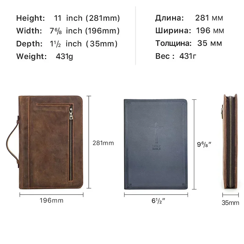 Luxe Retro Lederen Notebook Cover Case Handgemaakte Rits Handheld Lederen Cover Zakelijk Kantoor Schoolbenodigdheden Briefpapier