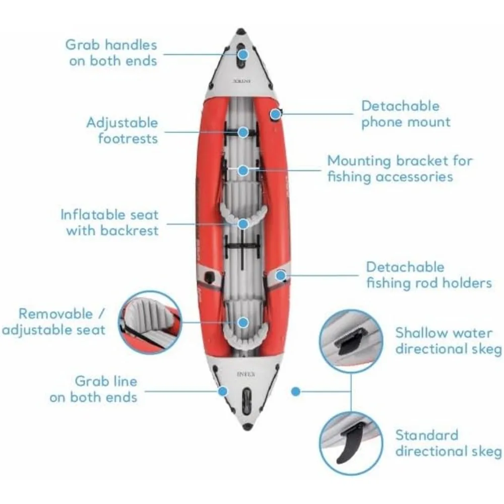 Excursion Pro serie di Kayak gonfiabili: include pagaie per Kayak Deluxe da 86 pollici e pompa ad alto rendimento-PVC superresistente