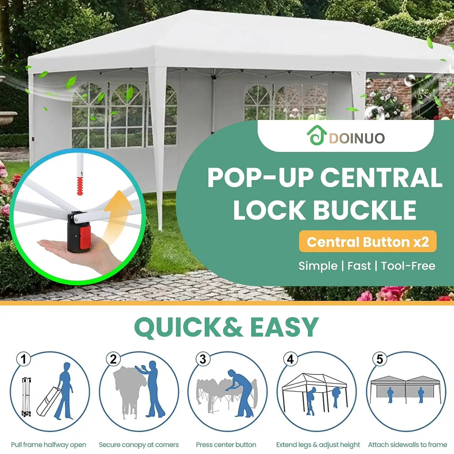 10x20 Pop Up Canopy Tent 6 Sidewalls Waterproof UV50 Commercial Event Shelter Party Weight Bags Carry Bag, Customized