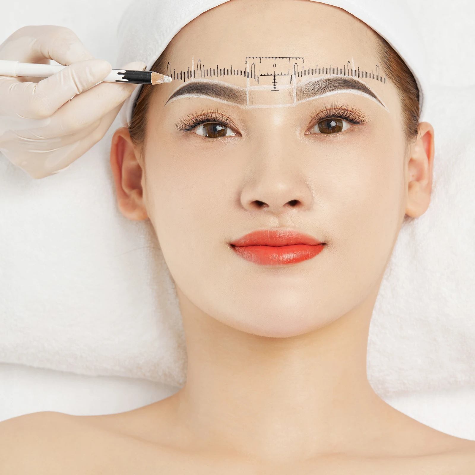 

100 Pcs Eyebrow Ruler Disposable Tattoo Microblading Measurement Tool Positioning Flexible Easy Portable Save