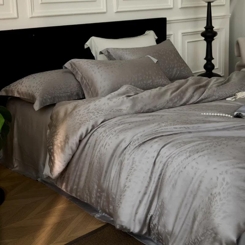 

Nordic Silk Bedding Set 4pcs Luxury Lyocell Duvet Cover Set Flat Sheets Set 2 Pillowcases Twin Double Queen Size Bed Linen Set