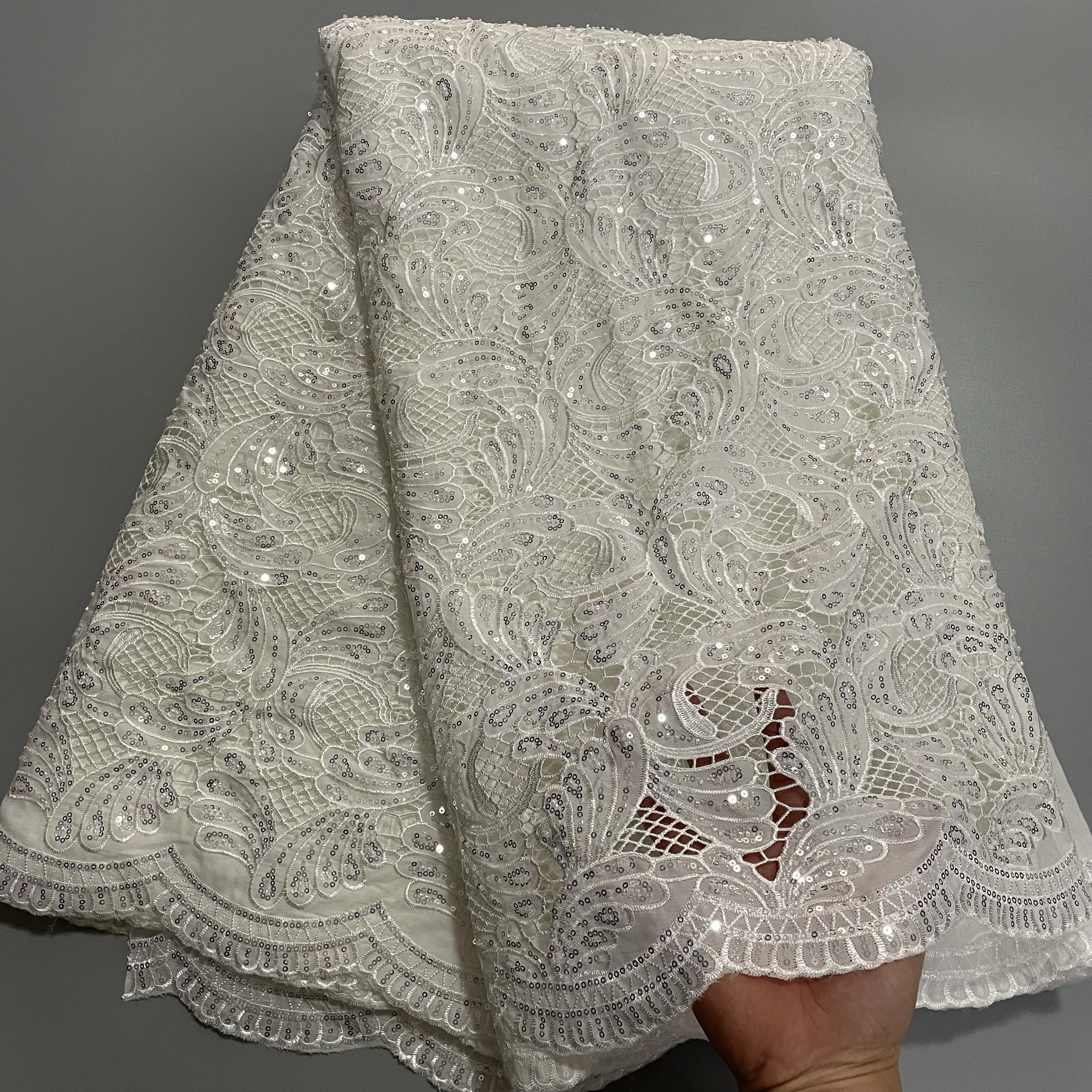 African French Net Tulle Sequins Lace Fabric 2025 Match High Quality Nigeria 3D Swiss Sego Gele Headtie DIY Wedding Party Dress