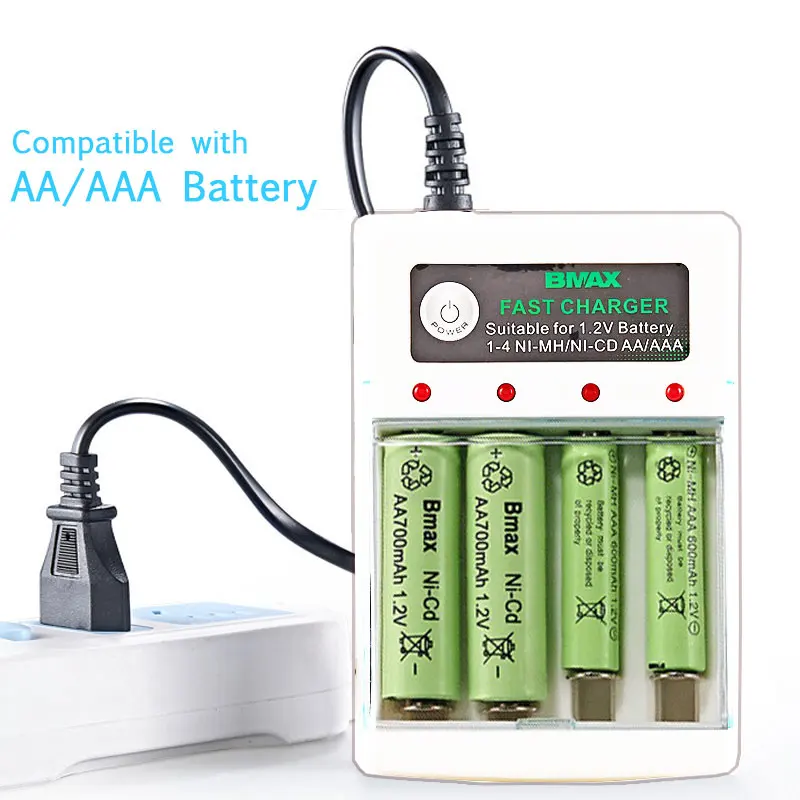 AA / AAA Battery Charger 4 Slots 220V For 1.2V Rechargeable Battery Quick Charger with Cover Protection Adapter Accessorie