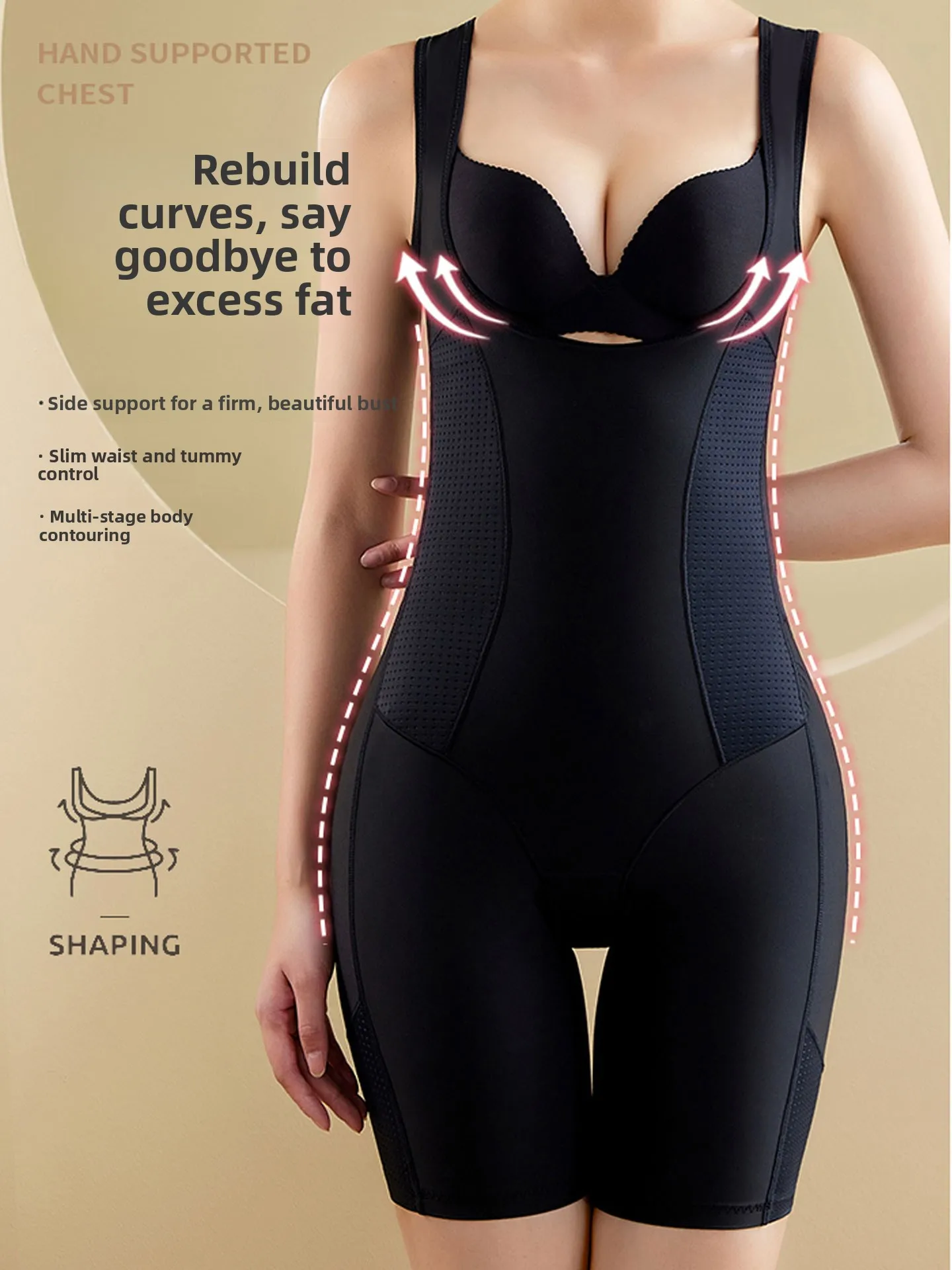 スリムフィットシェイプウェア下着産後お腹コントロール女性用ボディスーツスリミングタイトデザイン七分袖vネックボディスーツ