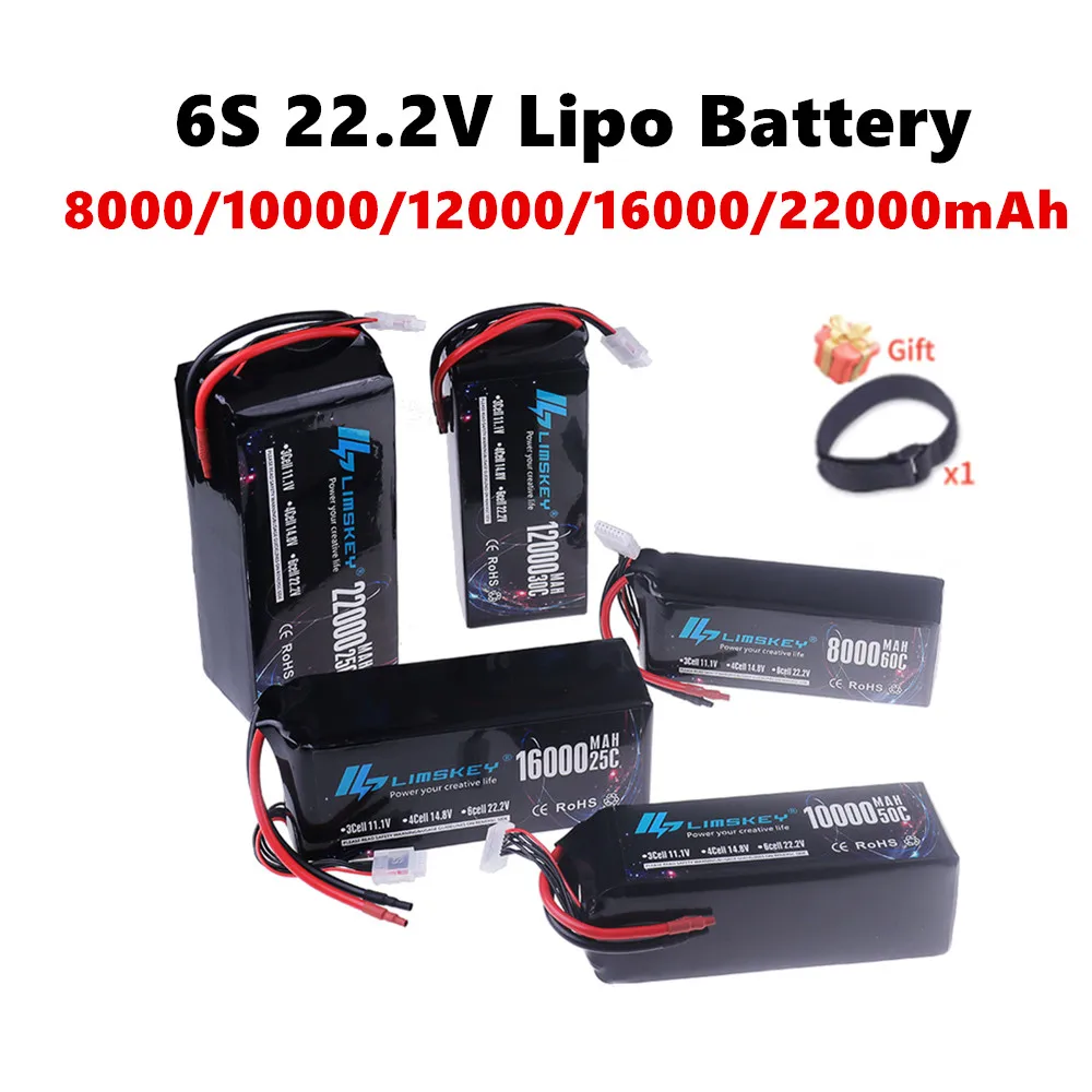 Lipo battery 6S 22.2V 8000mah 10000mah 12000mah 16000/22000mah For Large Model Helicopter Aircraft Experimental Robot Dynamics