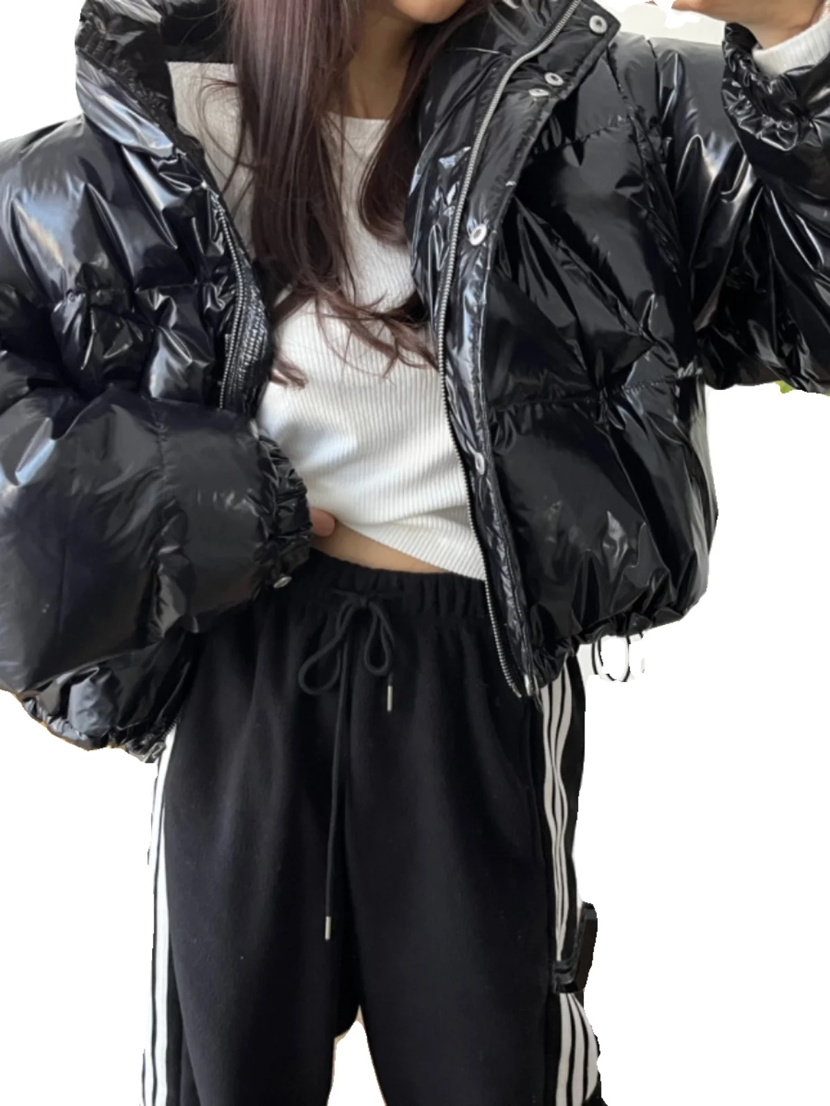 Vestibilità ampia Colletto alla coreana in piumino di cotone Jaet Cappotto di pane gonfio da donna Caldo Thiened Lungo chiusura con cerniera Sve Or Sle