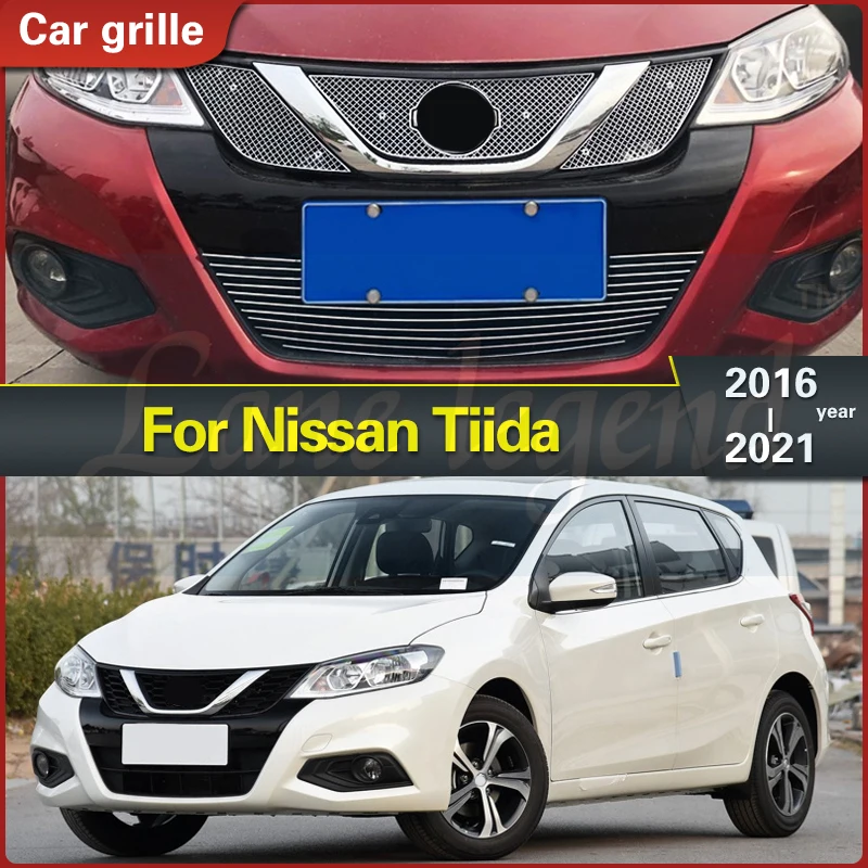 

Для Nissan Tiida 2016-2021 передняя нижняя решетка из нержавеющей стали, накладки, ремонт гоночного гриля, сотовая сетка, автомобильная решетка