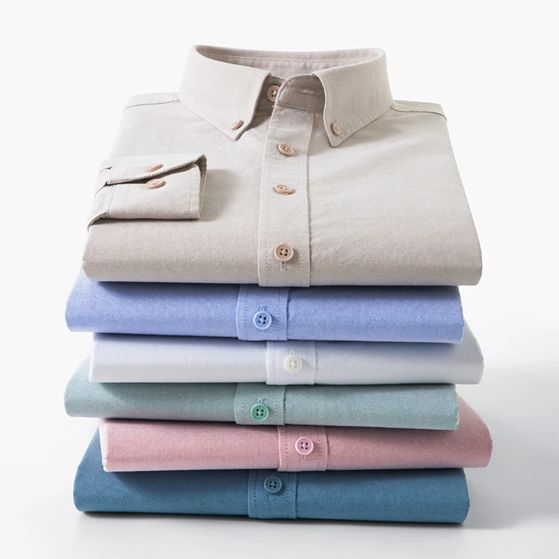 

100%cotton solid color fashion korean popular clothes long sleeve shirts for men slim fit casual plain shirt soft office tops