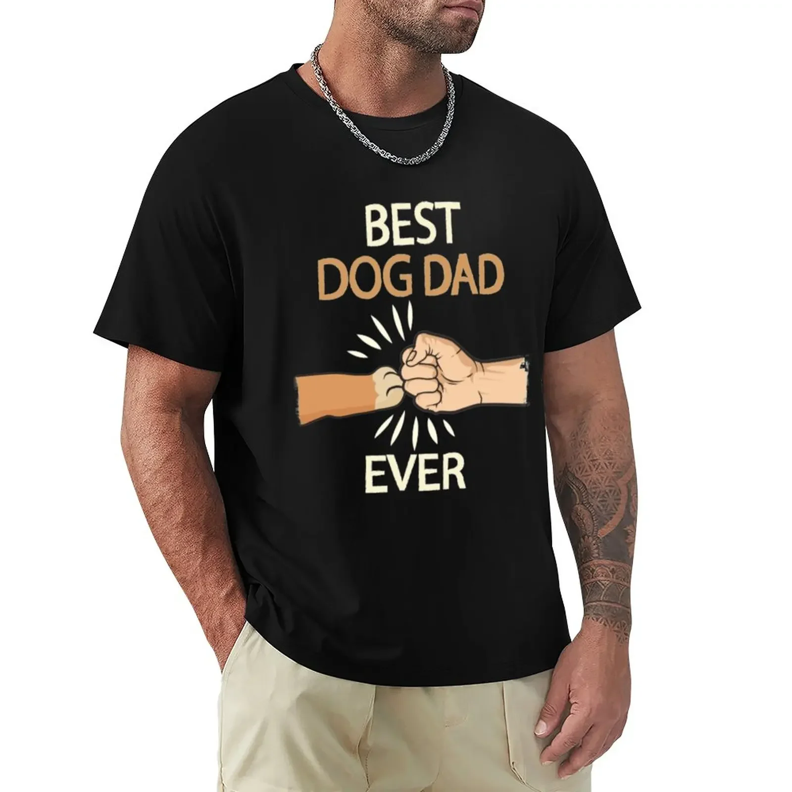 Best Dog Dad Ever Paw Fist Bump Fathers Day Gift Magnet T-Shirt cute clothes sports fans mens clothing