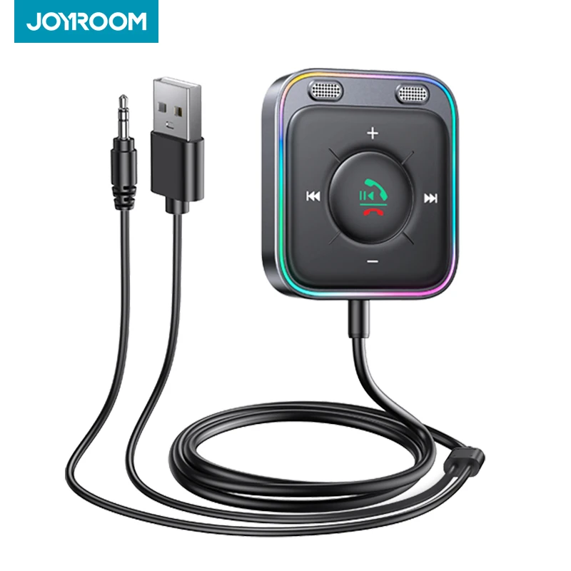 Joyroom Adapter samochodowy Bluetooth 5.4 z podwójnymi mikrofonami z redukcją szumów Bezprzewodowy odbiornik AUX Bluetooth Zestaw samochodowy Plug-and-Play