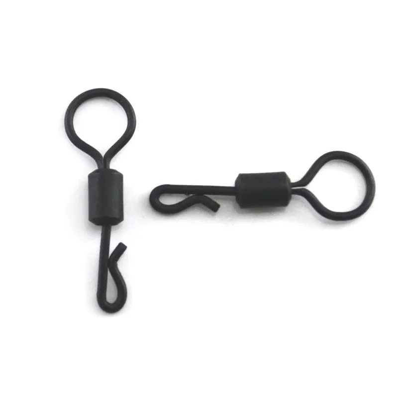 MNFT 100 Stück Angelgeräte Snap Big Eye Karpfenangeln Schnellwechsel Q-förmige Verlängerungswirbel Matter Black Farbe Angelverbinder – Detail 3