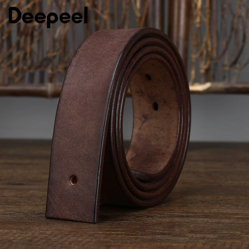 100-125cm First Layer Pure Cowhide Men's Belt Headless Pin Buckle Belts Strip Genuine Leather Thickening Vintage Mens Waistband