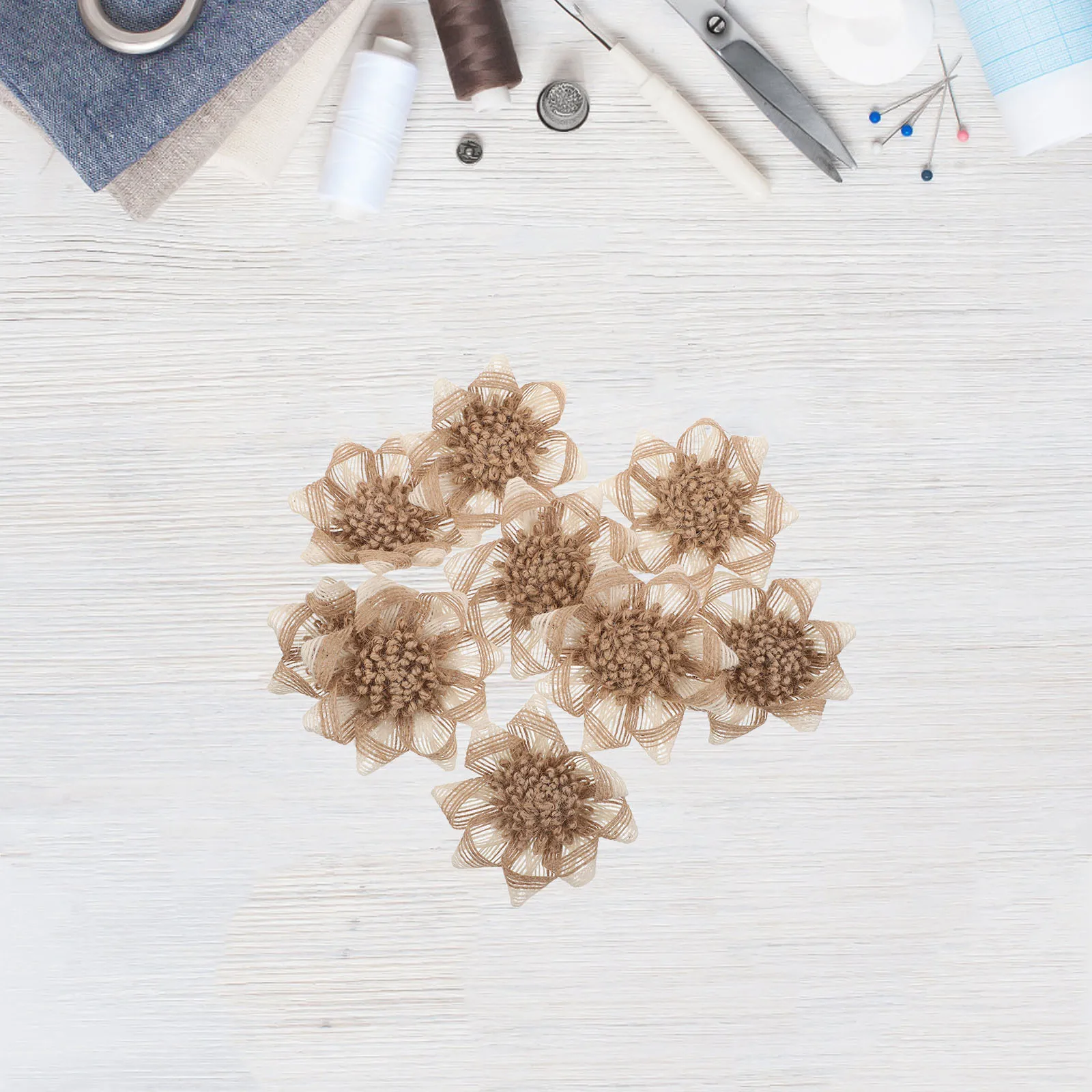 

9 Pcs Line Cloth Flower Decoration Craft Flowers Artificial Making Supplies Crochet Patch Fabric The Decorative