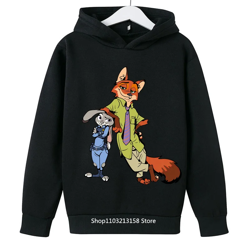 Disney Zootopia Judy Nick Hoodie Sweatshirt Fashion top jumper Teen girls casual hoodie Cat-ear short crop hoodie