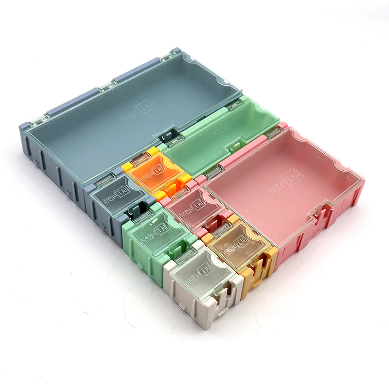 9pcs/set SMD SMT IC Component Storage Box Container Transparent Parts Patch Box Resistor Chip Case Multi-purpose Organizer