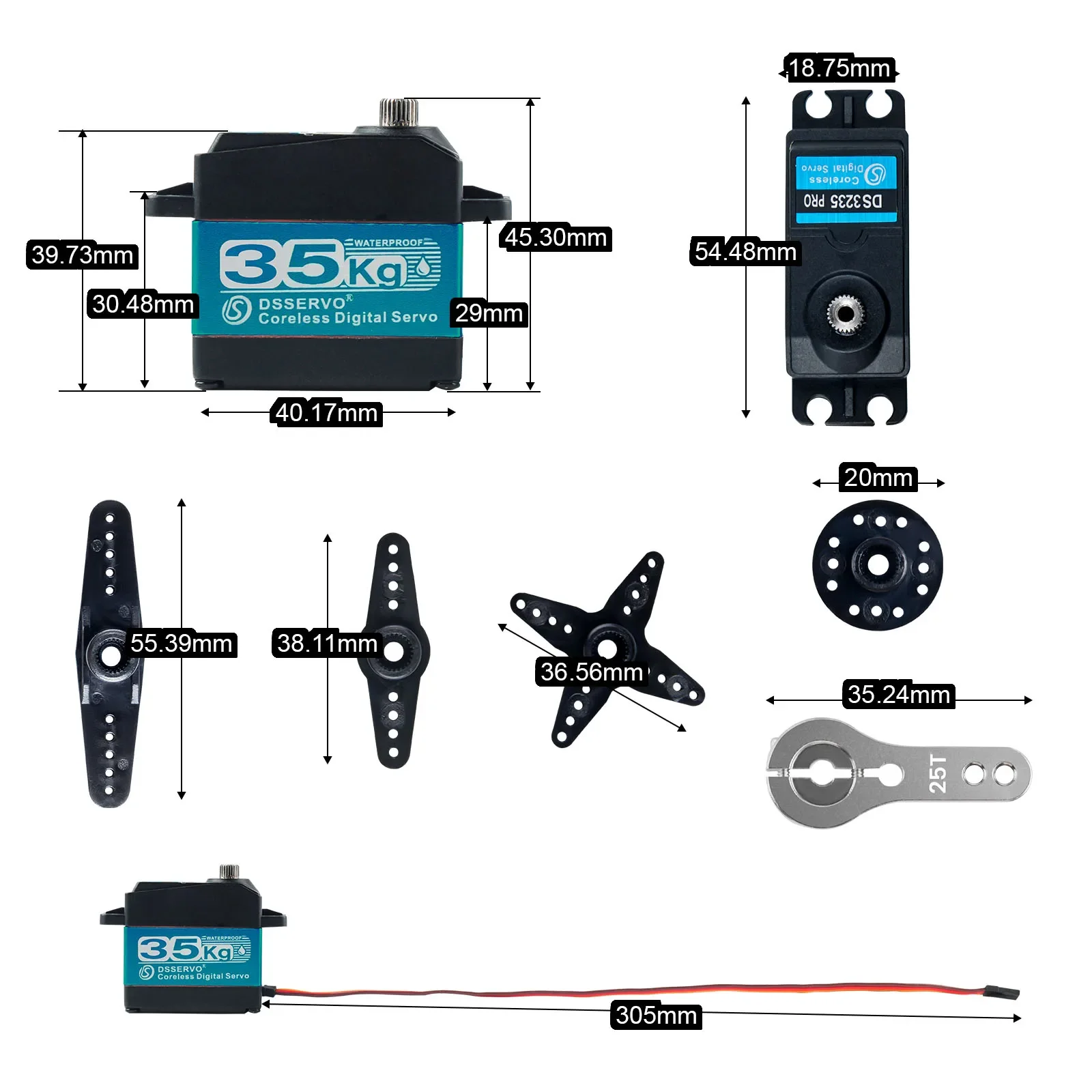 DS3235 35 كجم مؤازرة Coreless عالية السرعة 180/270 درجة مقاومة للماء رقمية من الفولاذ المقاوم للصدأ والعتاد المؤازر لسيارة RC الروبوتية