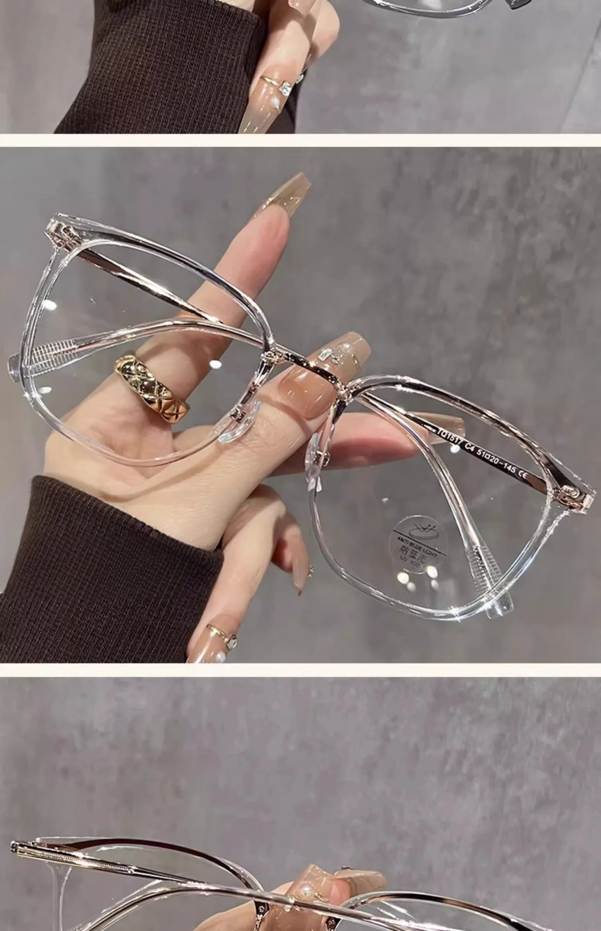 Tr90 Brillen gestell Retro quadratische und runde Damen brillen rahmen modische braune optische Brillen rahmen Frauen 1517 – Detail 12