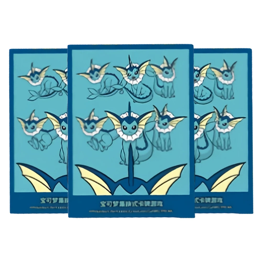 64Pcs/set Pokemon Eevee Vaporeon Cards Sleeve 66x92mm Anime Characters Colorful Laser Version Card Protective Cover Toys Gifts