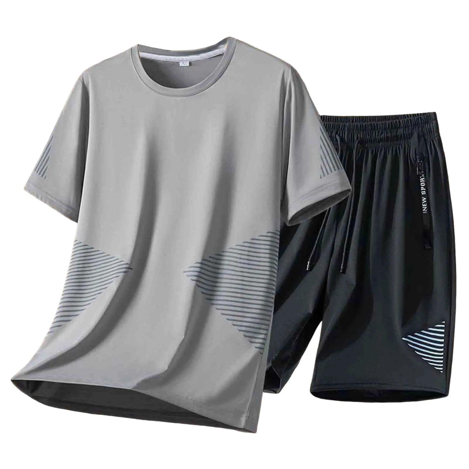 

Purge Suits for Men Men's Ice Silk Casual Two Piece Set Summer Solid Color Thin Round Neck Sports Car Racing Suits for Men